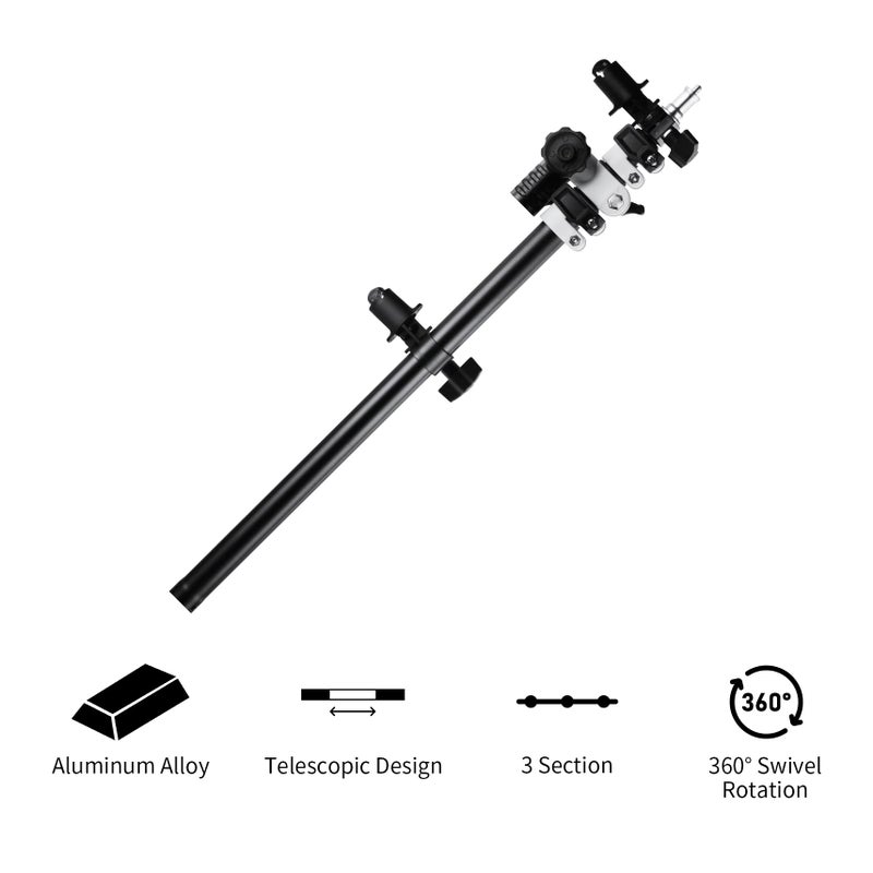Selens Telescopic Reflector Holder Extendable Boom Arm 360 Degree Swivel with Adjustable Length for Photo Studio Product and Portrait Photography - Image 2